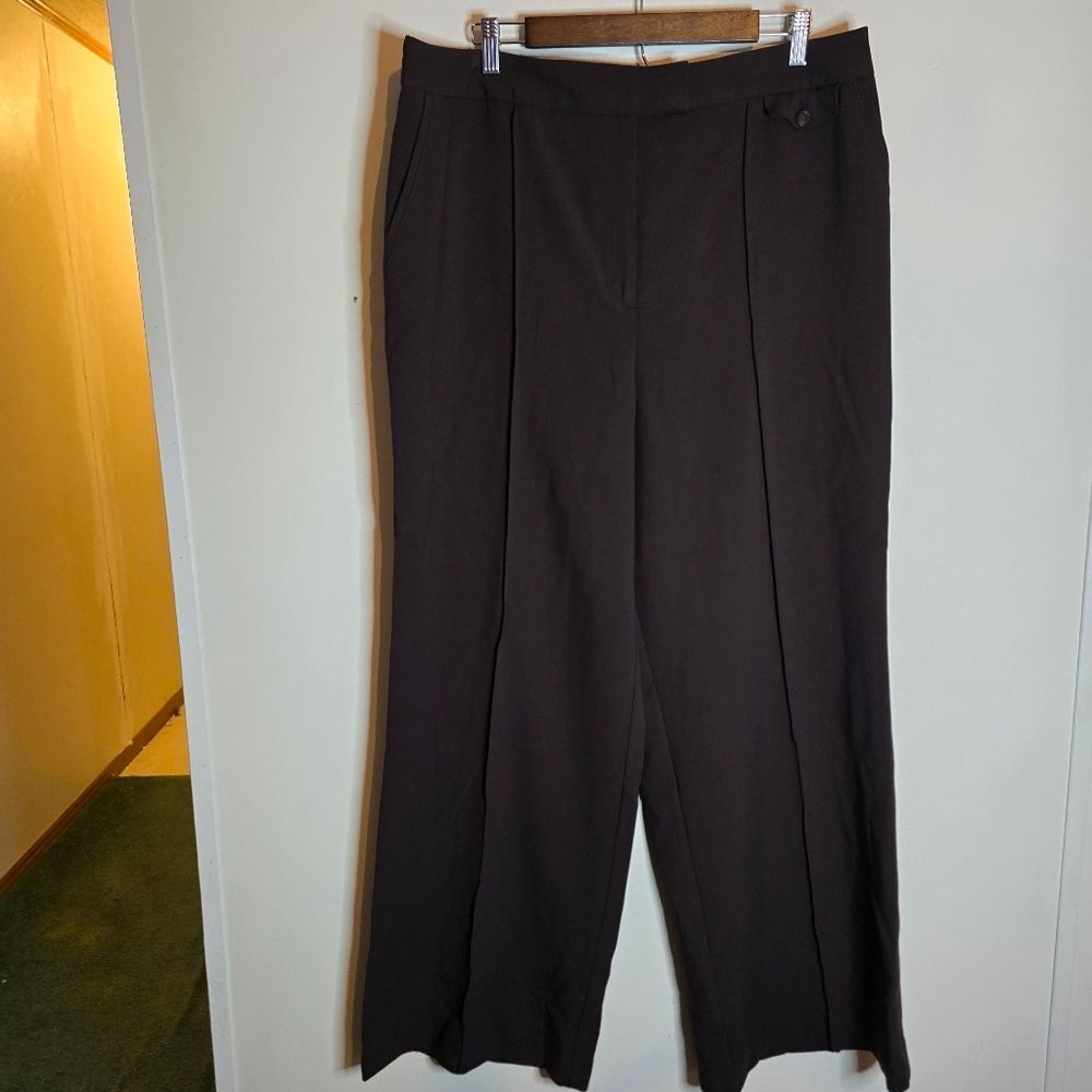 Liz Claiborne Brown Wide Leg Trouser Dress Pant Size 16